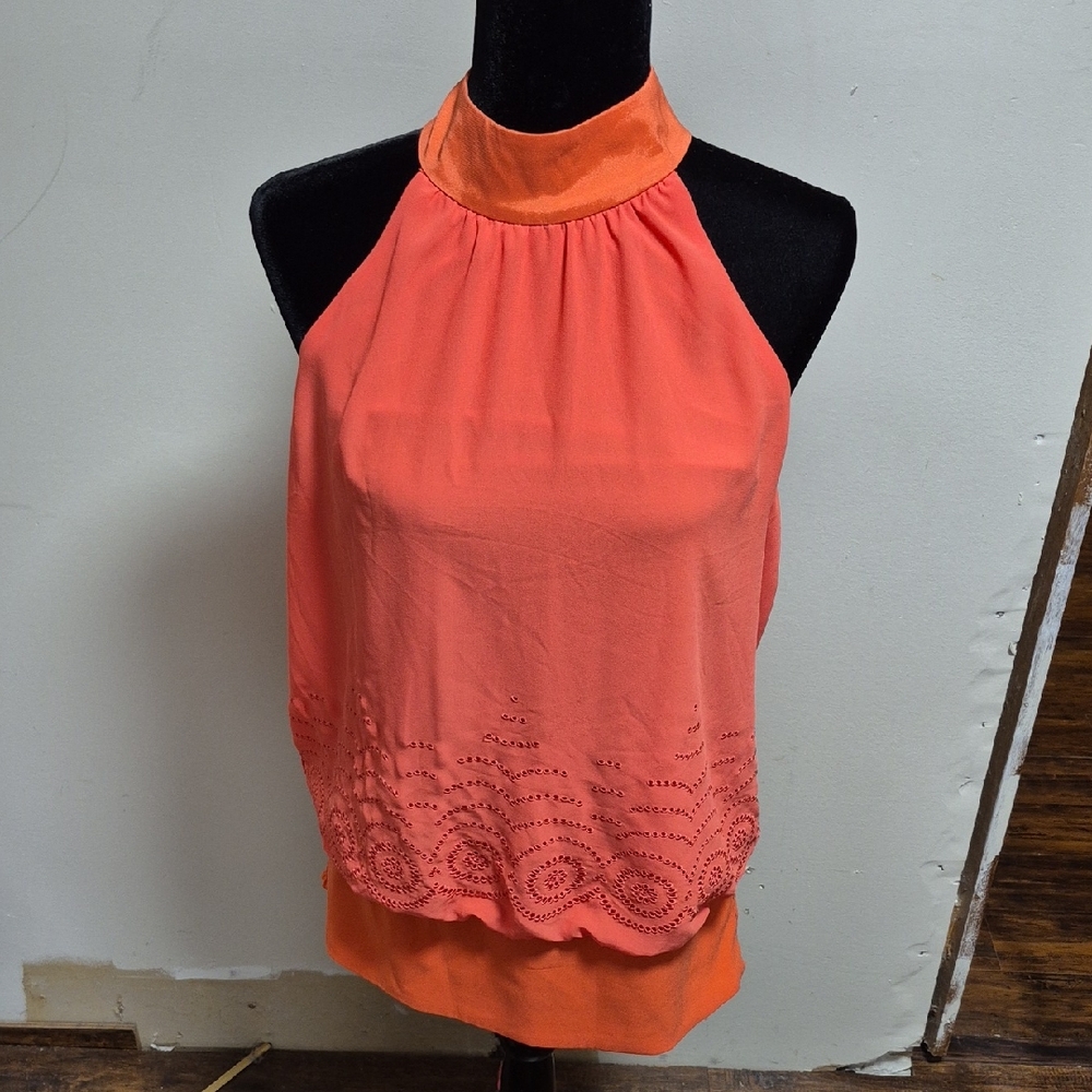 Le Chateau Halter Blouse Ladies Large Tangerine